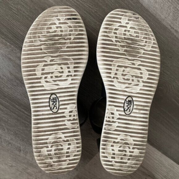 Sofft Fiore Gladiator Leather Sandals 7 Black White Adjustable Strappy Zip $129 - Picture 6 of 10